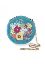 Powder Velvet Embroidered Bag - Modern Floral